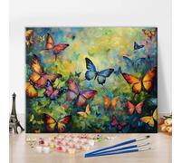 TISHIRON Butterfly Paint by Number for Adults, Watercolor Texture Paint by Numbers Kits for Beginner, Nature Art Painting Kit DIY Canvas Arts with Brushes and Pigment, 16x20 Inch, Frameless