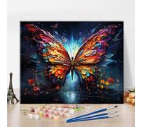 TISHIRON Butterfly Paint by Numbers for Adults, Colorful Graffiti Art on Canvas, Easy Paint by Number Kit (Frameless) 16"x20" Inch
