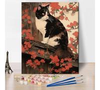 TISHIRON Calico Cat Paint by Number, Paint by Numbers, Adult Paint by Number Kits on Canvas, Japanese Style Color by Number Painting by Numbers,DIY Number Painting Canvas Arts for Adults, 40X50cm