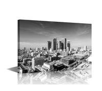 TISHIRON California Skyline Wall Decorations for Living Room City Landscape Black and White Wall Art Skyscraper Panoramic Wall Painting 1 Piece La Los Angeles Home Decor Framed Ready to Hang 24x16 in