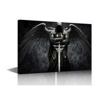 TISHIRON Canvas Art Bedroom Decor Dark Warrior Angel Canvas Painting Wall Art Canvas Prints Wall Artwork for Walls Framed Art Wall Decor Living Room Decor Canvas Wall Art Ready to Hang, 40x60cm