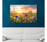 TISHIRON Canvas Art - Wild Flower Wall Decor, 24"Wx36"H, Rectangular, Landscape, Contemporary, Floral, Indoor, Wall Mount, Polished, Framed, 1 Count