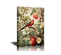 TISHIRON Canvas for Bedroom Vintage Brown Background Wall Art for Living Room Animals Wall Art Decor Retro Hummingbird Modern Artwork for Home Walls Giclee Framed Ready to Hang 24x16in