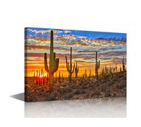 TISHIRON Canvas Painting House Decoration Nature Landscape Wall Art Decor for Living Room Bedroom Sonoran Desert Poster Pictures Saguaro Cacti Mountains Modern Office Wall Décor (36x24in)