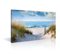 TISHIRON Canvas Painting Print Beach Pictures Wall Art Painting for Living Room Path Leading Past the Beach to the Ocean Bedroom Decor Office Wall Decor Stretched and Framed Ready to Hang 24" Wx36 H