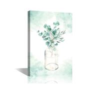 TISHIRON Canvas Prints Botany Wall Art Modern Home Decor Eucalyptus Branches Poster Living Room Bedroom Decoration Artwork Painting Green Leaf Framed Ready to Hang, 18x12in