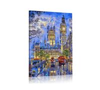TISHIRON Canvas Wall Art Big Ben Painting London Cityscape Picture Prints England Night View Modern Artwork Wall Decor for Living Room Bedroom Stretched Framed Ready to Hang 18"x 12"