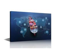 TISHIRON Canvas Wall Art Export Business Picture Prints Logistic Wall Art Decor Living Room Modern Transportation Pictures Motivational Artwork Paintings Artwork Home Decoration 1Pcs 36x24in