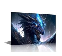 TISHIRON Canvas Wall Art for Bedroom Animals Wall Paintings for Living Room Dragon Roar Office Modern Wall Art Medieval Fantasy Pictures Print On Canvas Giclee Framed Ready to Hang, 24x16in