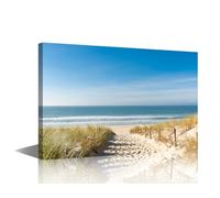 TISHIRON Canvas Wall Art for Bedroom Living Room Sea Modern Home Decor Coastal Beach Painting Pictures Seascape Office Wall Decor Contemporary House Artwork Frame Ready to Hang, 24x16in