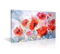 TISHIRON Canvas Wall Art for Bedroom Red Poppy Wall Art for Living Room Flowers Watercolor Wall Art Decor Ink Painting Modern Artwork for Home Walls Giclee Framed Ready to Hang 24x16in