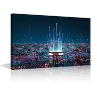 TISHIRON Canvas Wall Art for Living Room Internet Concept Modern Home Decor CPU Concept HD Printed Posters Virtual Space Artwork for Bedroom Office Wall Art Painting Pictures Ready to Hang, 24x16in