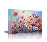 TISHIRON Canvas Wall Art for Living Room Poppy Large Wall Art Blooming Flower Modern Artwork Contemporary Home Decor Bloom Plant Print On Canvas Ready to Hang for Bedroom Office 36x24in