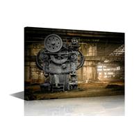 TISHIRON Canvas Wall Art Living Room Décor Steampunk Art Prints Machine Old Factory Artwork Wall Decor Architecture The Picture Vintage Paintings Posters Home Decorative for Bedroom Office 36x24 in