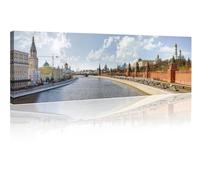 TISHIRON Canvas Wall Art Prints Kremlin River Moscow Painting Stretched and Framed Modern Big Moskvoretsky Bridge Panoramic View Picture for Home Office Decor Framed Ready to Hang, 12" Wx46 H