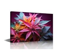 TISHIRON Canvas Wall Art Stunning Cannabis Leaf Macro Photography Framed Print With Gallery Quality Floating Frame For Modern Botanical Decor In Grow Rooms Dispensaries Or Wellness Studios 18x12 in