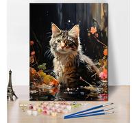 TISHIRON Cat Paint by Numbers for Adults Beginner, Adult Paint by Number Kits on Canvas Cute Animal, Kittens Paint by Numbers Kit for Adults, Acrylic Painting by Numbers 16"x20"(Frameless)