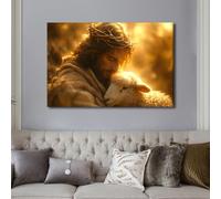 TISHIRON Christian Canvas Wall Art Lost Lamb Prints Wall Art Canvas Artwork Wall Decor 1 Panels Wall Art Canvas Frame Art Prints Modern Home Decor Jesus Canvas Wall Art Ready to Hang, 60x90cm