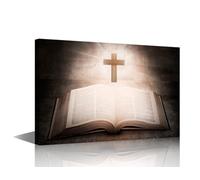 TISHIRON Christian Holy Bible Wall Decor Christian Wall Art Cross Pictures for Wall Decor Bible Cross prints wall art Religious Poster Artwork for Walls Stretched and Framed Ready to Hang, 40x60cm