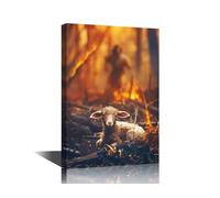 TISHIRON Christian Wall Art Jesus and Lamb Canvas Prints Wall Art Artwork for Home Walls Jesus Running After Lost Lamb Pictures Living Room Bedroom Wall Decor Modern Home Decor, 30x45cm