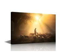 TISHIRON Christian Wall Art Jesus Shepherd Art Prints Canvas Painting 16"Wx24"H Rectangular Photograph Modern Home Decor Living Room Bedroom Office Dining Room Bathroom
