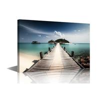 TISHIRON Coastal Beach Canvas Wall Art Painting Seascape Wall Decor for Living Room Pictures Print on Canvas Island Framed Modern Artwork for Home Wall Bedroom, 18x12in