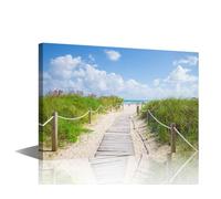 TISHIRON Coastal Beach Modern Wall Art Sea Picture Contemporary Artwork Print On Canvas Natural Landscape Bedroom Wall Art Pictures for Living Room Framed Ready to Hang, 36x24in