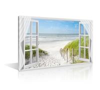 TISHIRON Coastal Scene Ocean Home Decor Beach Window View Wall Art Posters & Prints 1 Pieces Coastal Scene Ocean Poster Pictures House Decor Posters & Prints Framed Ready to Hang (16" Wx24 H)