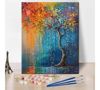 TISHIRON Colorful Tree Paint by Number, Paint by Numbers, Adult Paint by Number Kits on Canvas, Tree of Life Color by Number Painting by Numbers,DIY Number Painting Canvas Arts for Adults, 40X50cm