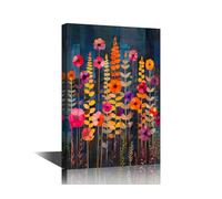 TISHIRON Colourful Flowers Wall Art Flowers Wall Decor Hanging Watercolor Floral Print Artwork Canvas with Frame Ready to Hang Nature Picture Frames Collage Wall Decor 12" Wx18 Hx1 Panel