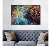 TISHIRON Contrast of Real and Imagined Canvas Wall Art - Framed Living Room Artwork Prints Ready to Hang, 60x90cm