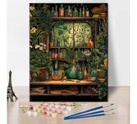 TISHIRON Custom Green Plants and Herbs Bottle Paint by Numbers Kit for Adults Plants and Herbs DIY Oil Painting Kits on Canvas for Home Decor Color by Numbers 16x20 Inch Without Frame