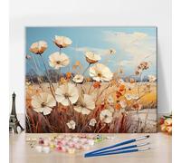 TISHIRON Daisies Paint by Numbers Adult Daisies on The Indian Summer Field Paint by Number Kits Impressionism Oil Painting with Brushes and Pigment for Home Decoration, 16 x20 Inch, Frameless