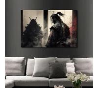 TISHIRON Dark Samurai Pictures for Living Room Wall Decoration Warrior Canvas Prints Wall Art Modern Artwork for Home Walls Canvas Posters & Prints Stretched and Framed Ready to Hang, 60x90cm