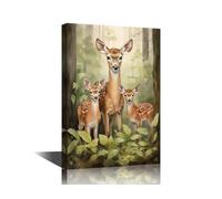 TISHIRON Deer Theme Wall Art Deer in the Forest Canvas Painting for Living Room Watercolour Wall Decor Animal Poster Decorative Deer Picture for Room 16" Wx24 Hx1 Panel