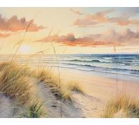 TISHIRON DIY Paint by Number Craft for Adult Ocean, Dune Landscape Paint by Numbers, Nature Landscape Adult Paint by Numbers Kits on Canvas, 16X20 Inch Beach Paint by Numbers for Adults Beginner