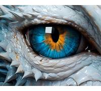 TISHIRON DIY Paint by Number for Adult, White Dragon Paint by Numbers, Dragon's Eye Adult Paint by Numbers Kits on Canvas, 16X20 Inch Dragon Paint by Numbers for Adults Beginners Frameless
