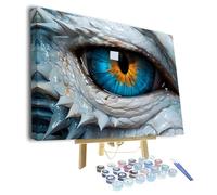 TISHIRON DIY Paint by Number for Adult, White Dragon Paint by Numbers, Dragon's Eye Adult Paint by Numbers Kits on Canvas, 16X20 Inch Dragon Paint by Numbers for Adults Beginners Framed