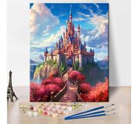 TISHIRON DIY Paint by Number for Adults Dream Castle Acrylic Paint by Numbers with Brushes Fantacy Paint by Number Kits on Canvas Art Crafts for Home 16"x20"(Frameless)