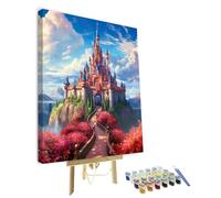 TISHIRON DIY Paint by Number for Adults Framed Dream Castle Acrylic Paint by Numbers with Brushes Fantacy Paint by Number Kits on Canvas Art Crafts for Home 16"x20"