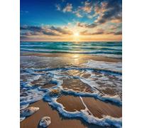 TISHIRON DIY Paint by Numbers, Beach Adults' Paint-by-Number Kits on Canvas, Sunset Over The Sea Paint by Numbers Kit for Adults Kids and Beginner, 16X20 Inch Frameless Adult Paint by Numbers