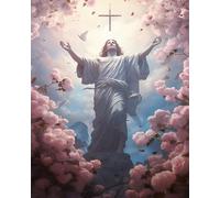 TISHIRON DIY Paint by Numbers Flowers, Jesus Adults' Paint-by-Number Kits on Canvas, Cross Paint by Numbers Kit for Adults and Beginner, 16X20 Inch Frameless Christianity Adult Paint by Numbers