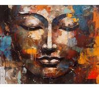 TISHIRON DIY Paint by Numbers for Adults Beginner Buddha Face Adult Paint by Numbers Abstract Texture Art Paint by Number for Adults Paint by Numbers Crafts for Adults Kids 16x20 in