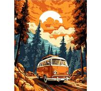 TISHIRON DIY Paint by Numbers for Adults Beginner Forest Sunset Landscape Paintting Canvas Oil Painting Kit for Kids Adults Wall Decor -16x20 Inch