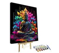 TISHIRON DIY Paint by Numbers for Adults Beginner Framed Buddha Adults Paint by Number Kits Religion Acrylic Painting Lotus Yoga Zen Oil Painting Art Crafts for Home 16"x20"