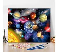 TISHIRON DIY Paint by Numbers for Adults, Planets in Space Adult Beginner Paint by Number for Wall Decor, Earth Starry Art Paint by Numbers, 16x20inch Oil Painting Kits Gift for Kids (Frameless)