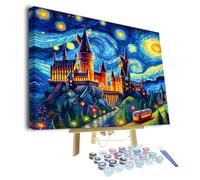 TISHIRON DIY Paint by Numbers Kit for Adults Magic Castle Paint by Number Kits on Canvas Starry Sky Paint by Number for Adults with Brushes Art Crafts for Home 16"x20"(Framed)