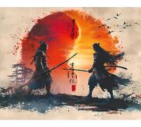 TISHIRON DIY Paint by Numbers Kit for Adults, Warrior Paint by Numbers, Yin Yang Adult Paint by Numbers Kits on Canvas, 16X20 Inch Janpese Style Paint by Numbers for Adults Beginners