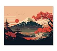 TISHIRON DIY Paint by Numbers Kit, Landscape Adults' Paint-by-Number on Canvas, Japanese Style for Adults, Kids & Beginners, 16X20 Inch