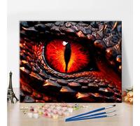 TISHIRON Dragon Eye Paint by Numbers - Magma Red Design, 40 x 50 cm Premium Oil Painting Set with Brushes & Paints, Unique Wall Art for Home